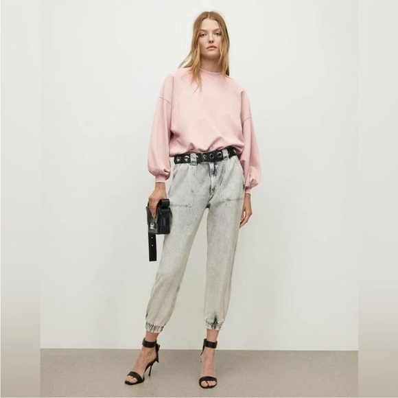 All Saints Relaxed Cropped Lilac-Pink Sweatshirt - Picture 7 of 13